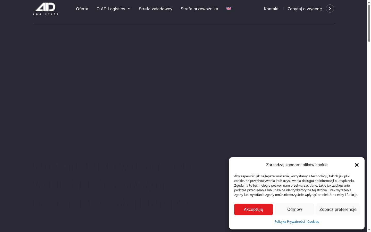 Captura de pantalla del banner de consentimiento mostrado antes de cualquier interacción