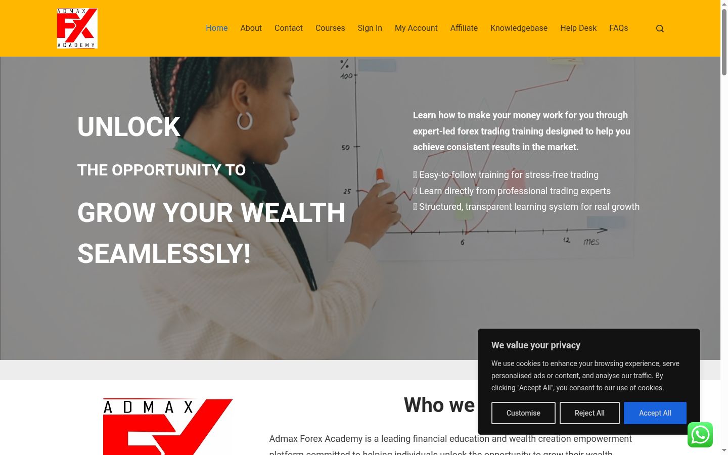 Screenshot of the consent banner shown before any interaction