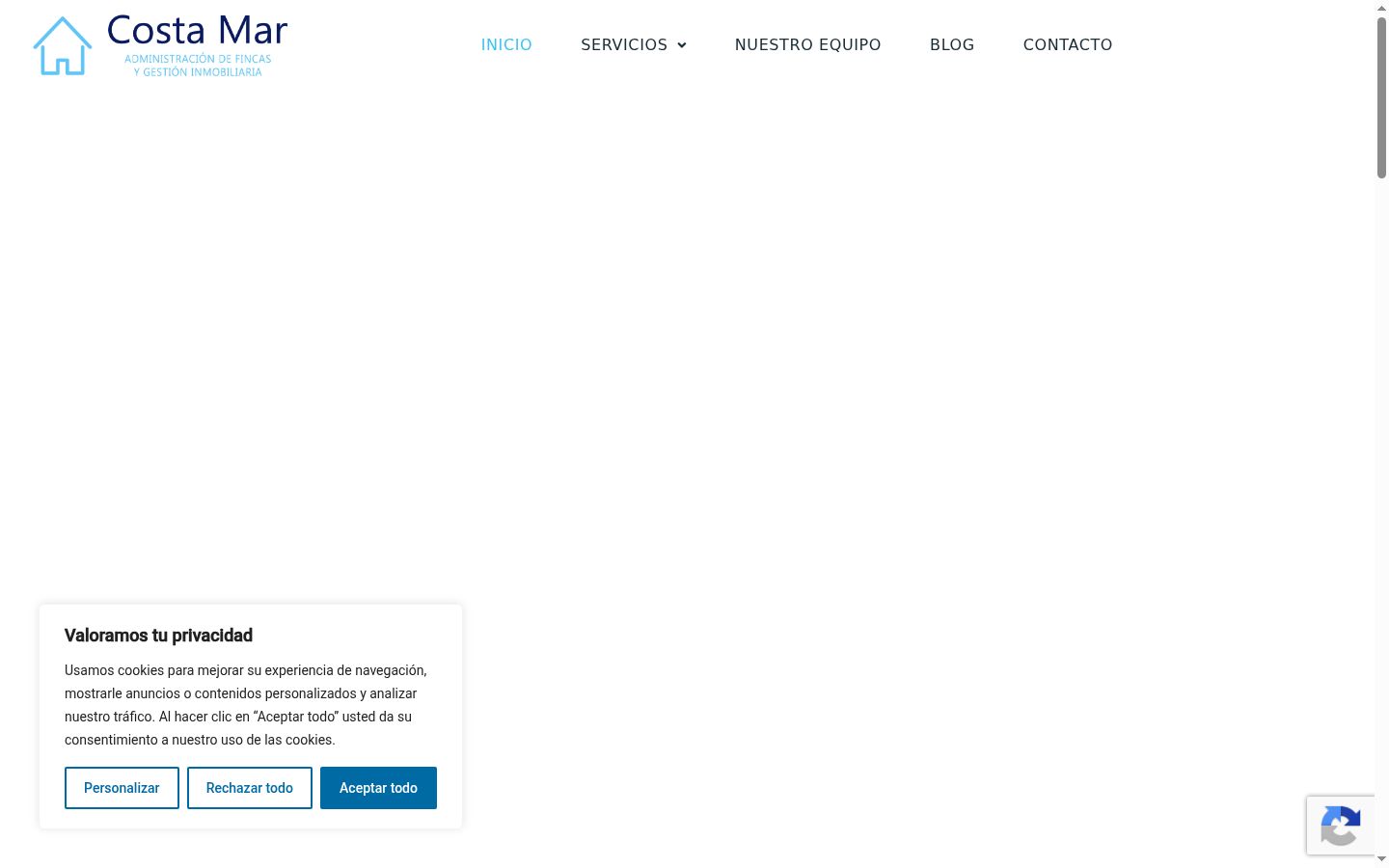 Captura de ecrã do banner de consentimento apresentado antes de qualquer interação