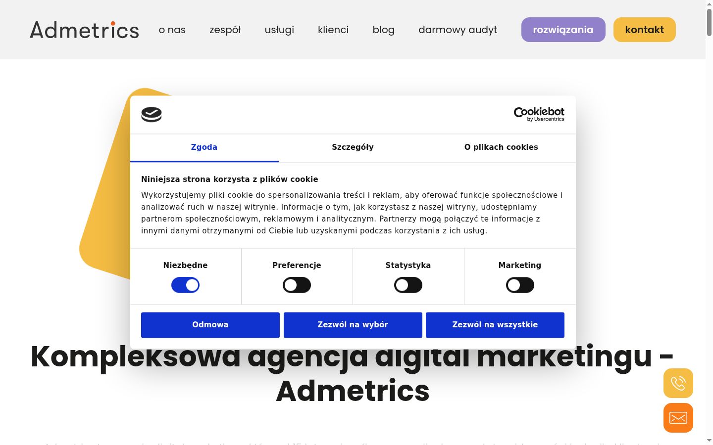 Screenshot del banner di consenso mostrato prima di qualsiasi interazione