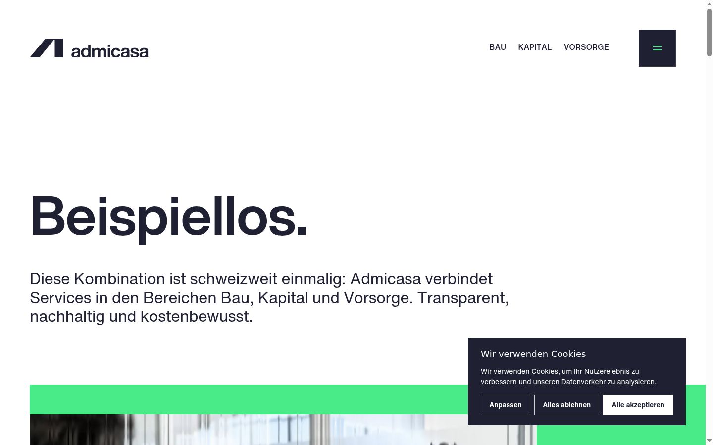 Screenshot des Einwilligungsbanners vor jeglicher Interaktion