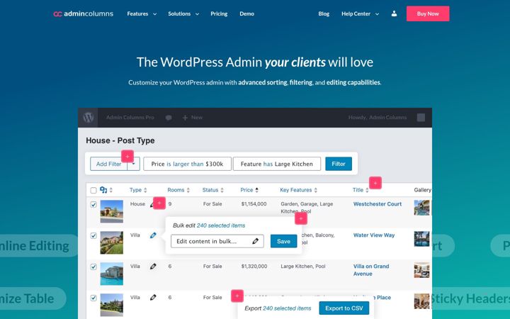 Screenshot of admincolumns.com