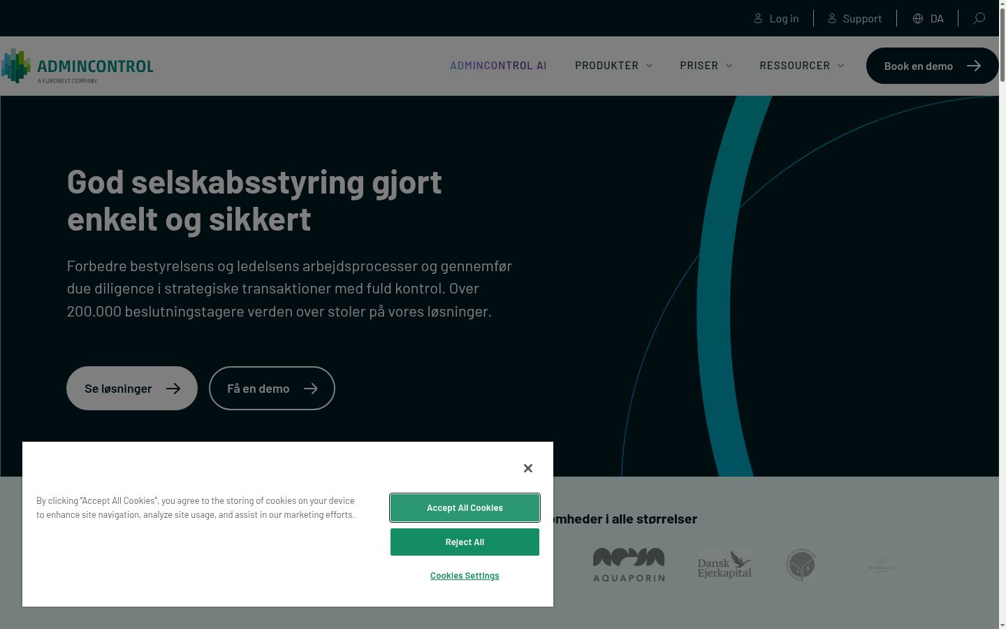 Snímek obrazovky baneru souhlasu zobrazeného před jakoukoli interakcí