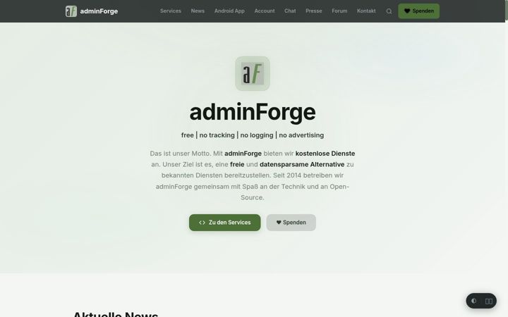 Screenshot van adminforge.de
