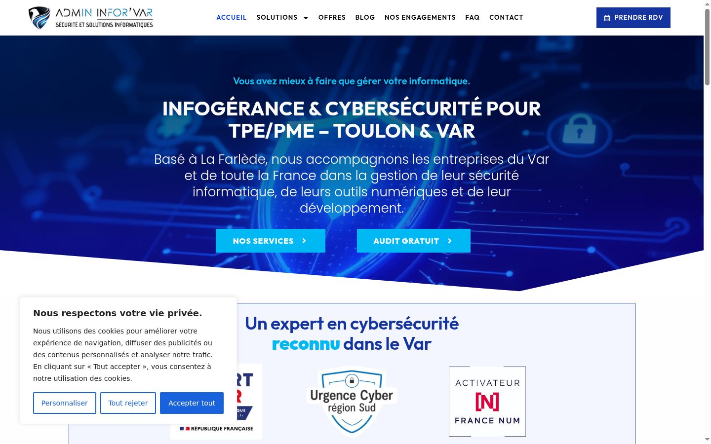 Screenshot del banner di consenso mostrato prima di qualsiasi interazione
