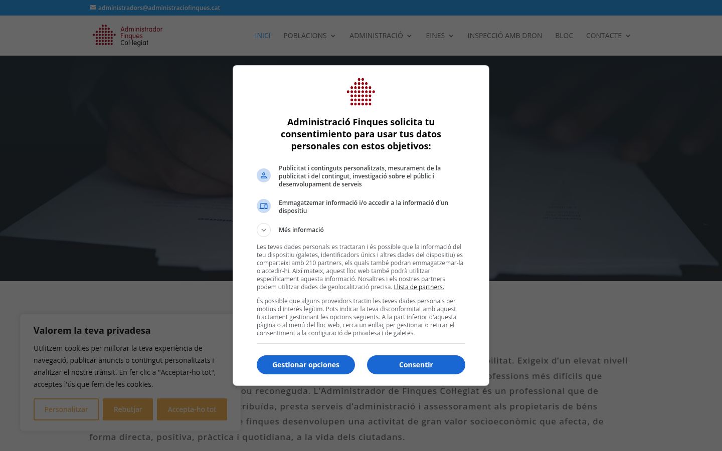 Screenshot of the consent banner shown before any interaction