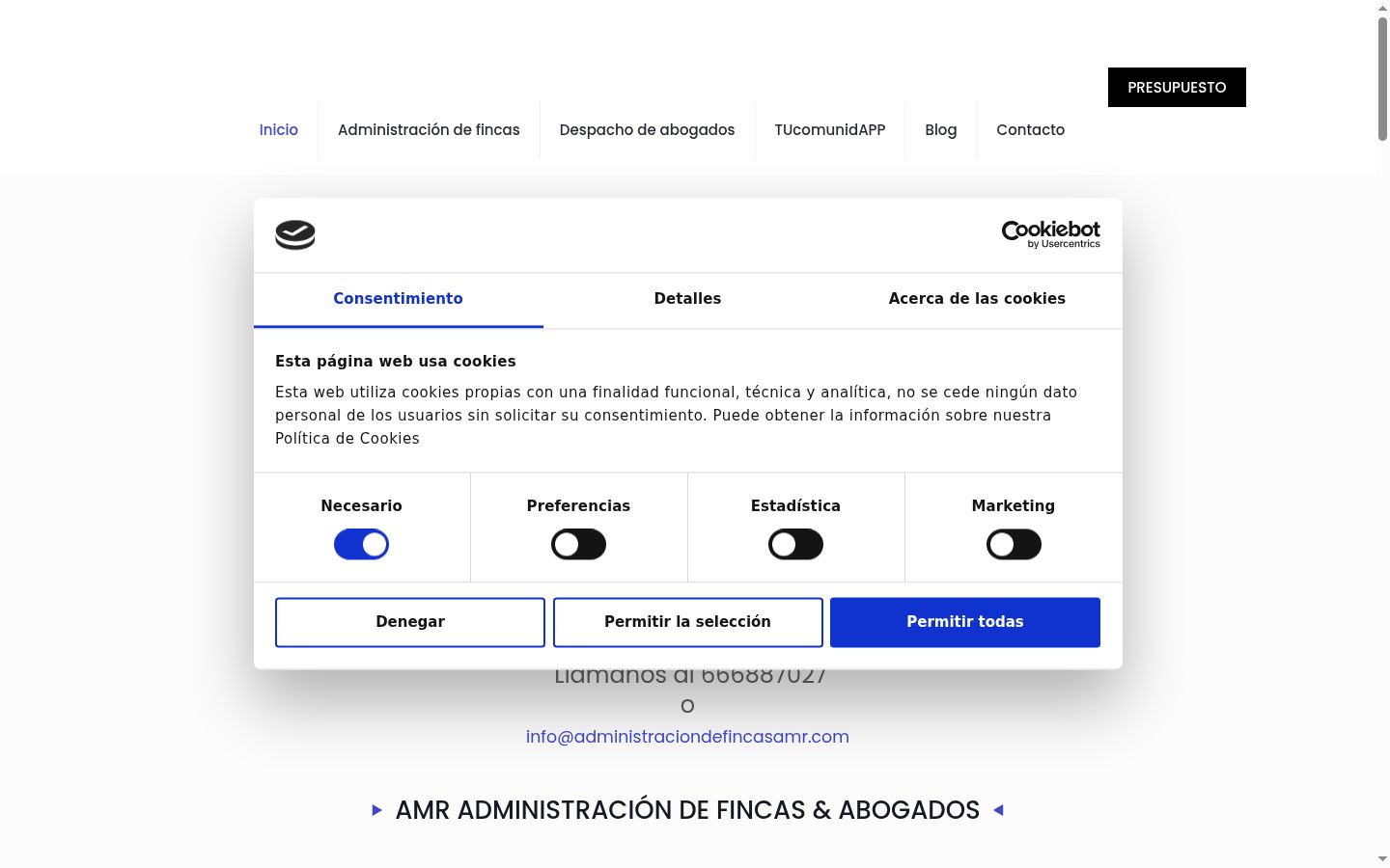 Capture d'écran de la bannière de consentement affichée avant toute interaction