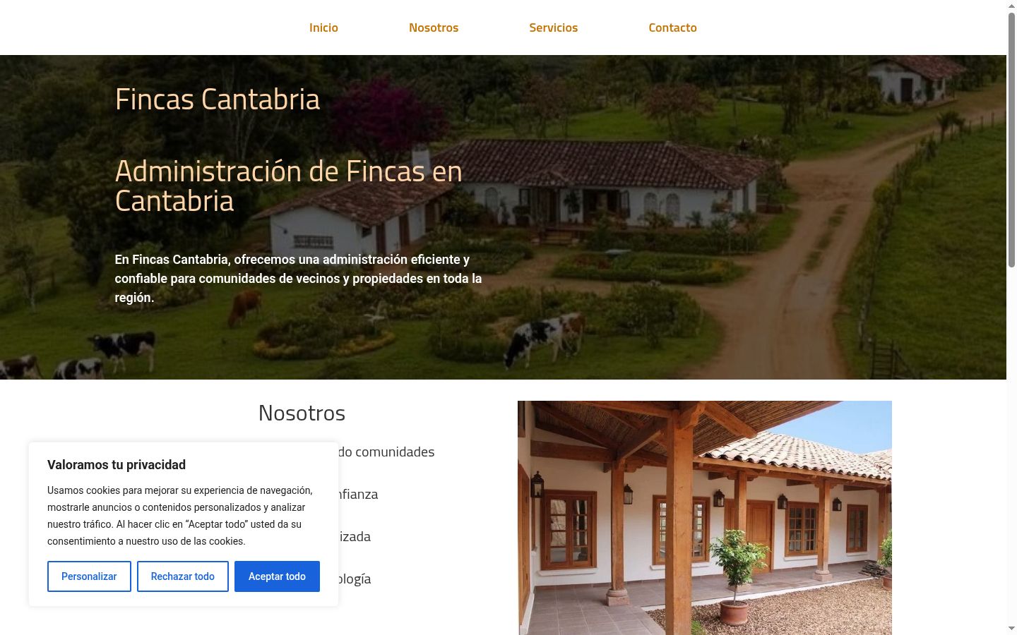 Captura de ecrã do banner de consentimento apresentado antes de qualquer interação