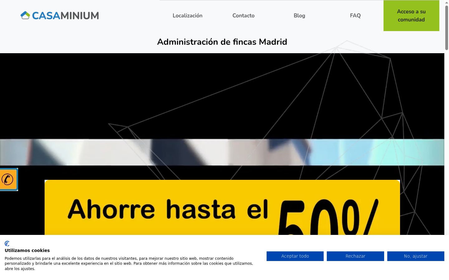 Captura de ecrã do banner de consentimento apresentado antes de qualquer interação