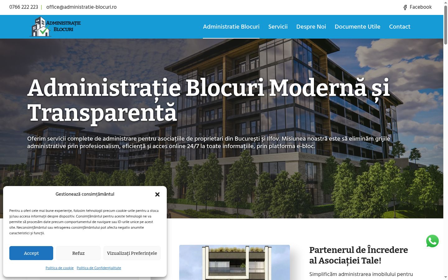 Screenshot del banner di consenso mostrato prima di qualsiasi interazione