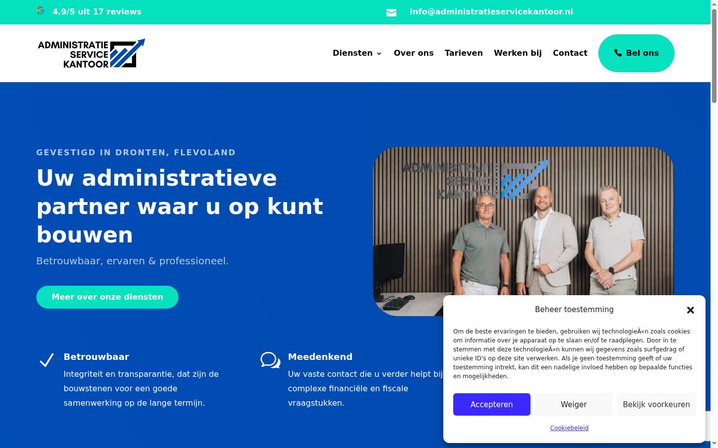 Screenshot van de toestemmingsbanner zoals getoond vóór enige interactie
