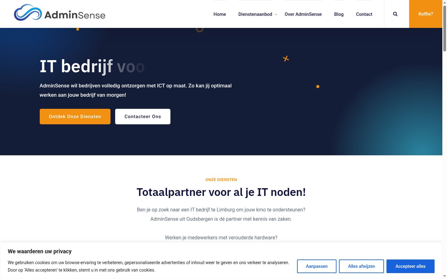 Screenshot van de toestemmingsbanner zoals getoond vóór enige interactie