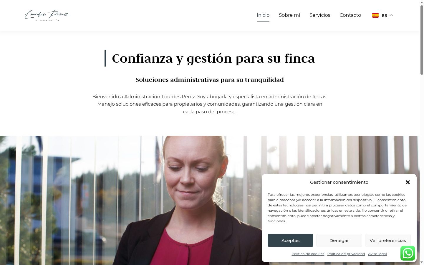 Captura de ecrã do banner de consentimento apresentado antes de qualquer interação