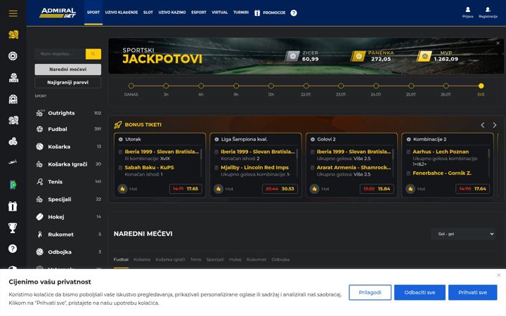 Screenshot of admiralbet.ba