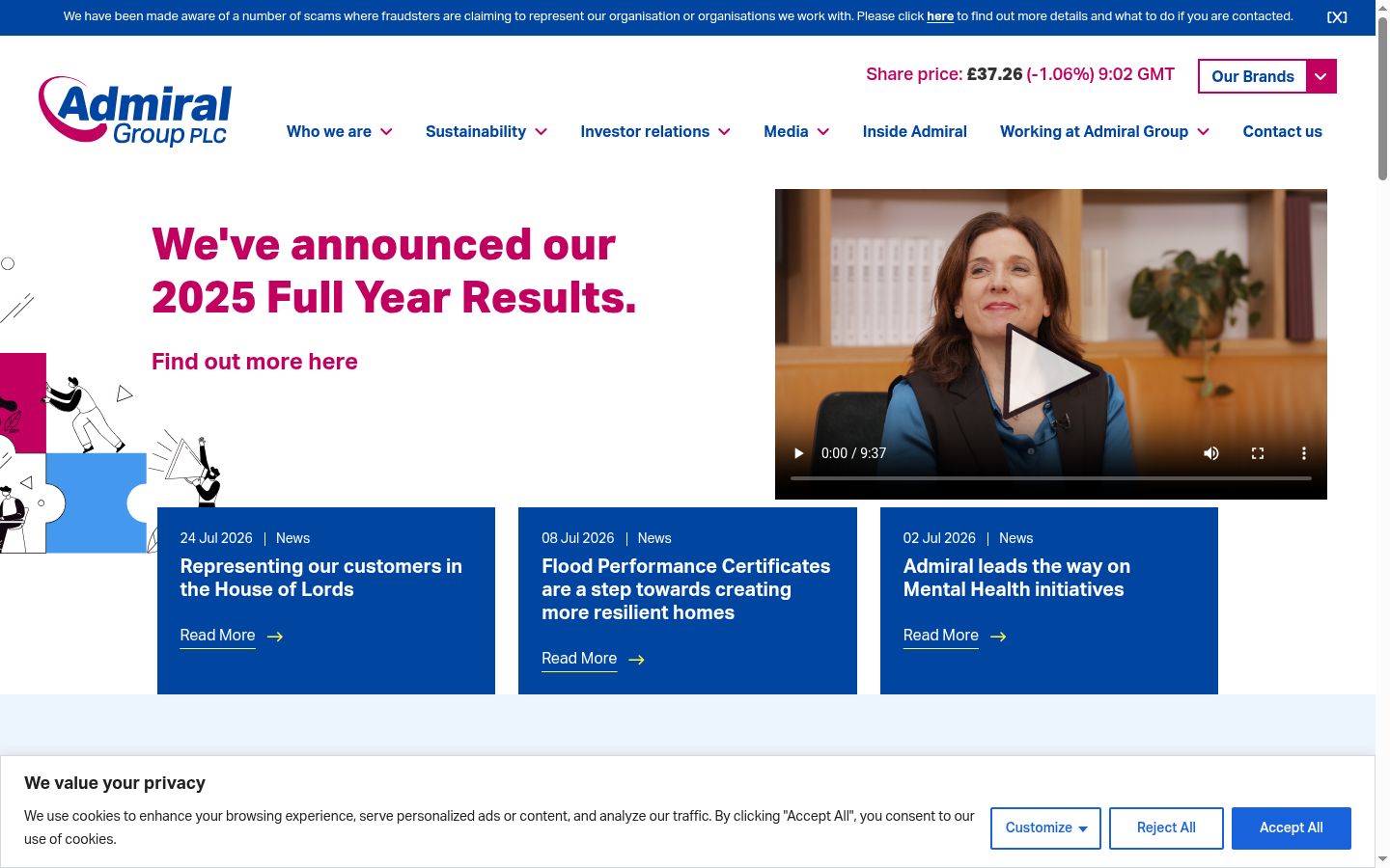 Screenshot of the consent banner shown before any interaction