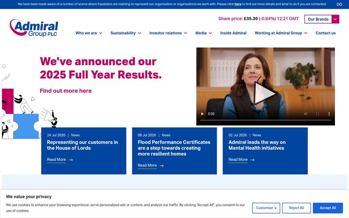 Screenshot of admiralgroup.co.uk