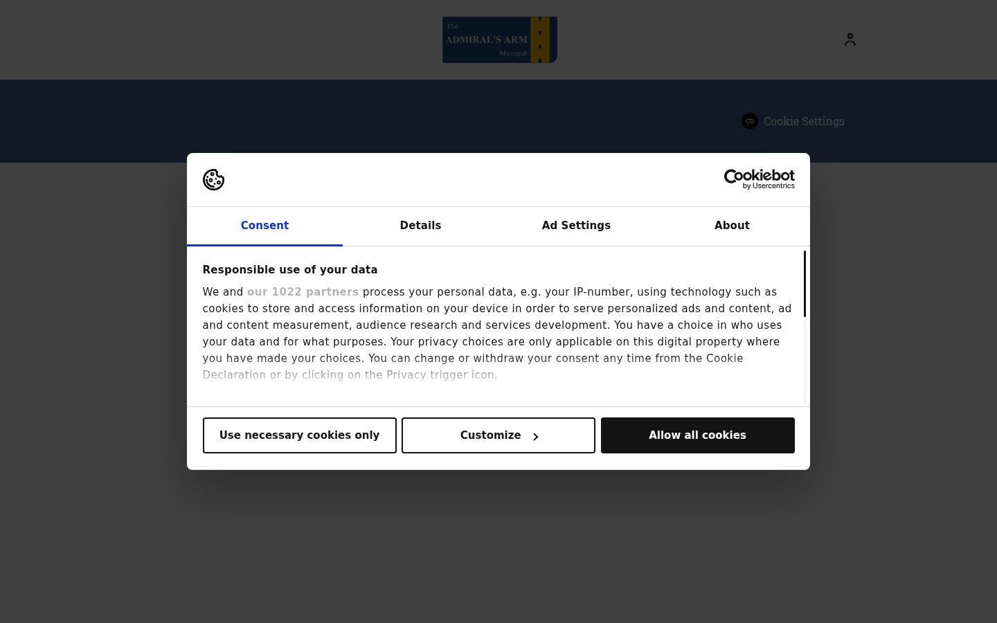 Screenshot of the consent banner shown before any interaction