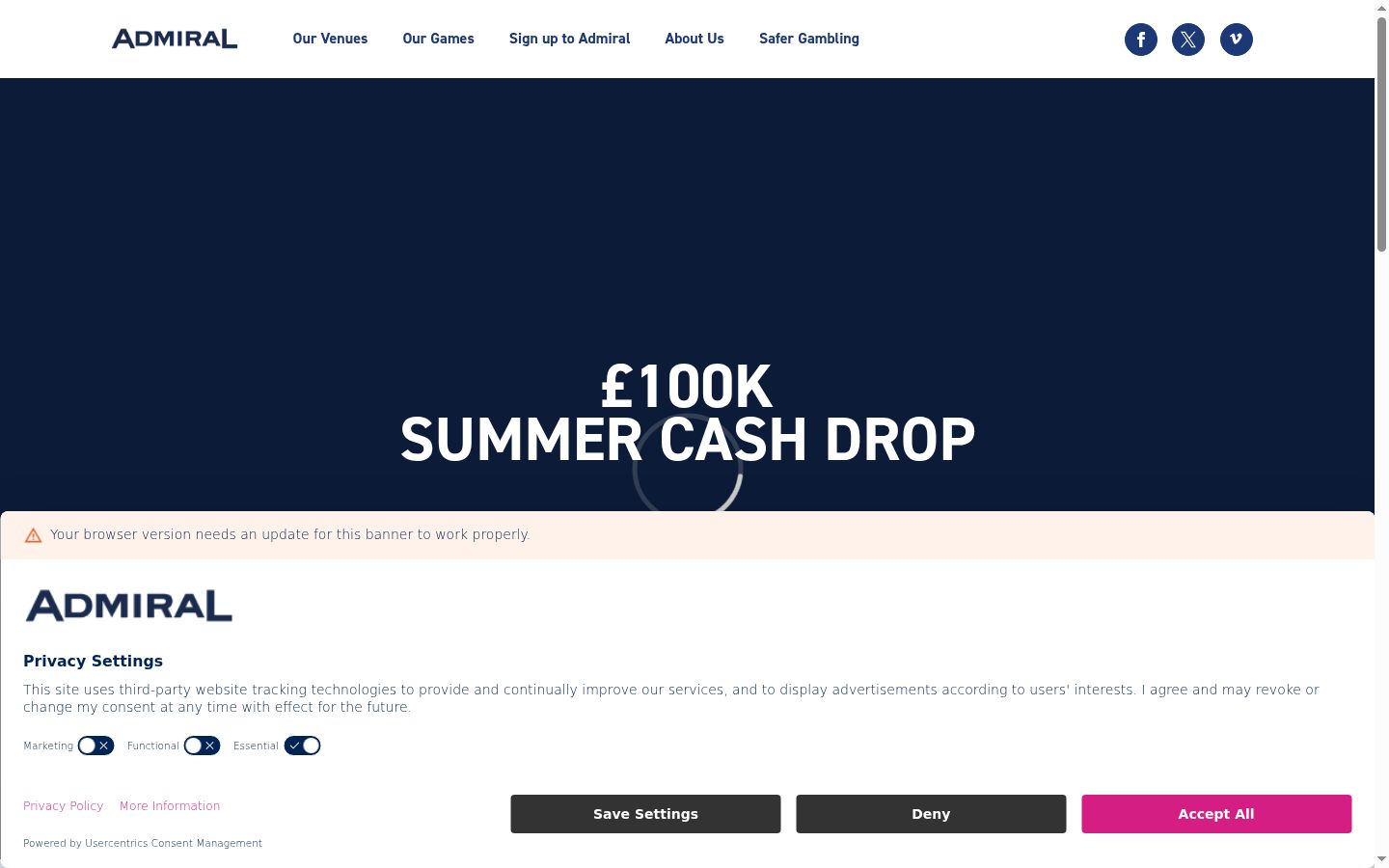 Screenshot of the consent banner shown before any interaction
