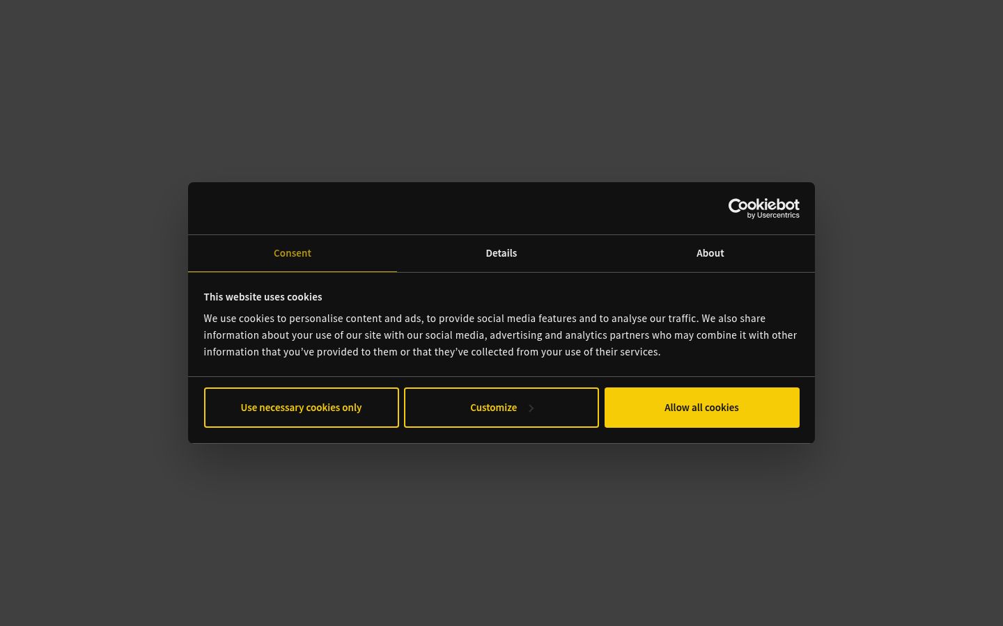 Capture d'écran de la bannière de consentement affichée avant toute interaction