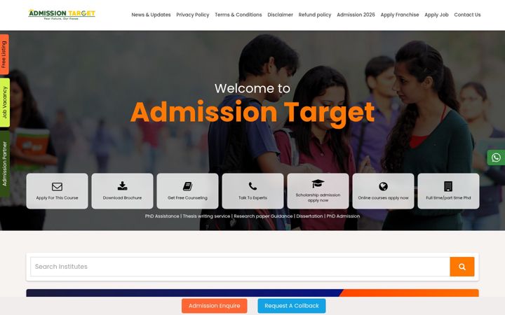 Screenshot of admissiontarget.com