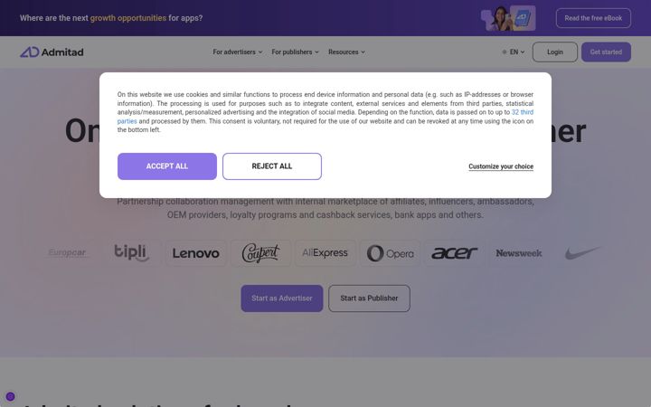 Screenshot of admitad.com