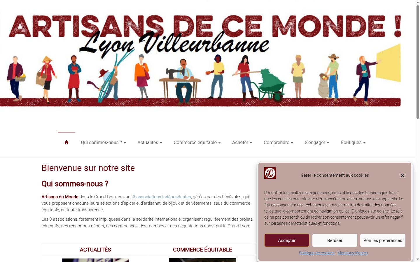 Screenshot des Einwilligungsbanners vor jeglicher Interaktion