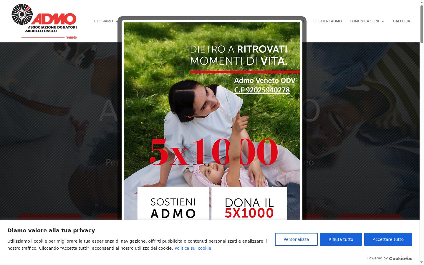 Captura de ecrã do banner de consentimento apresentado antes de qualquer interação