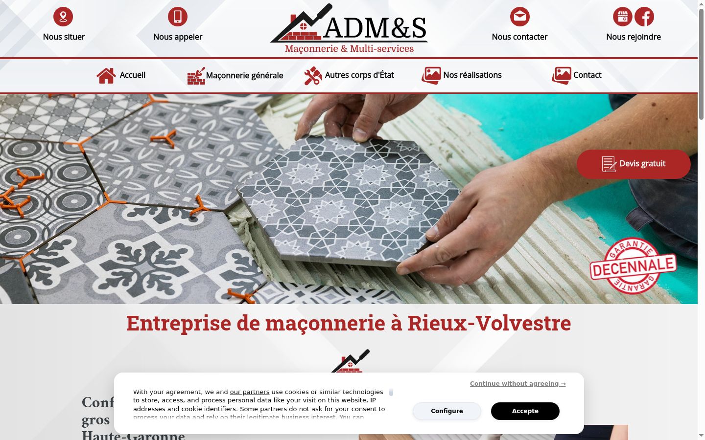 Screenshot del banner di consenso mostrato prima di qualsiasi interazione