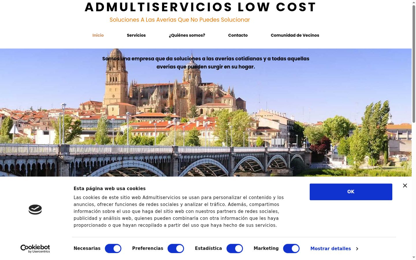 Screenshot del banner di consenso mostrato prima di qualsiasi interazione