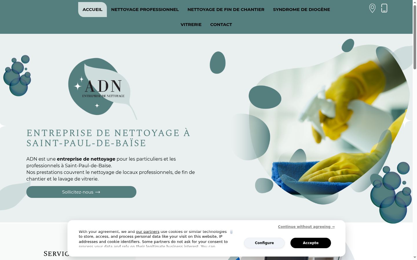 Screenshot of the consent banner shown before any interaction