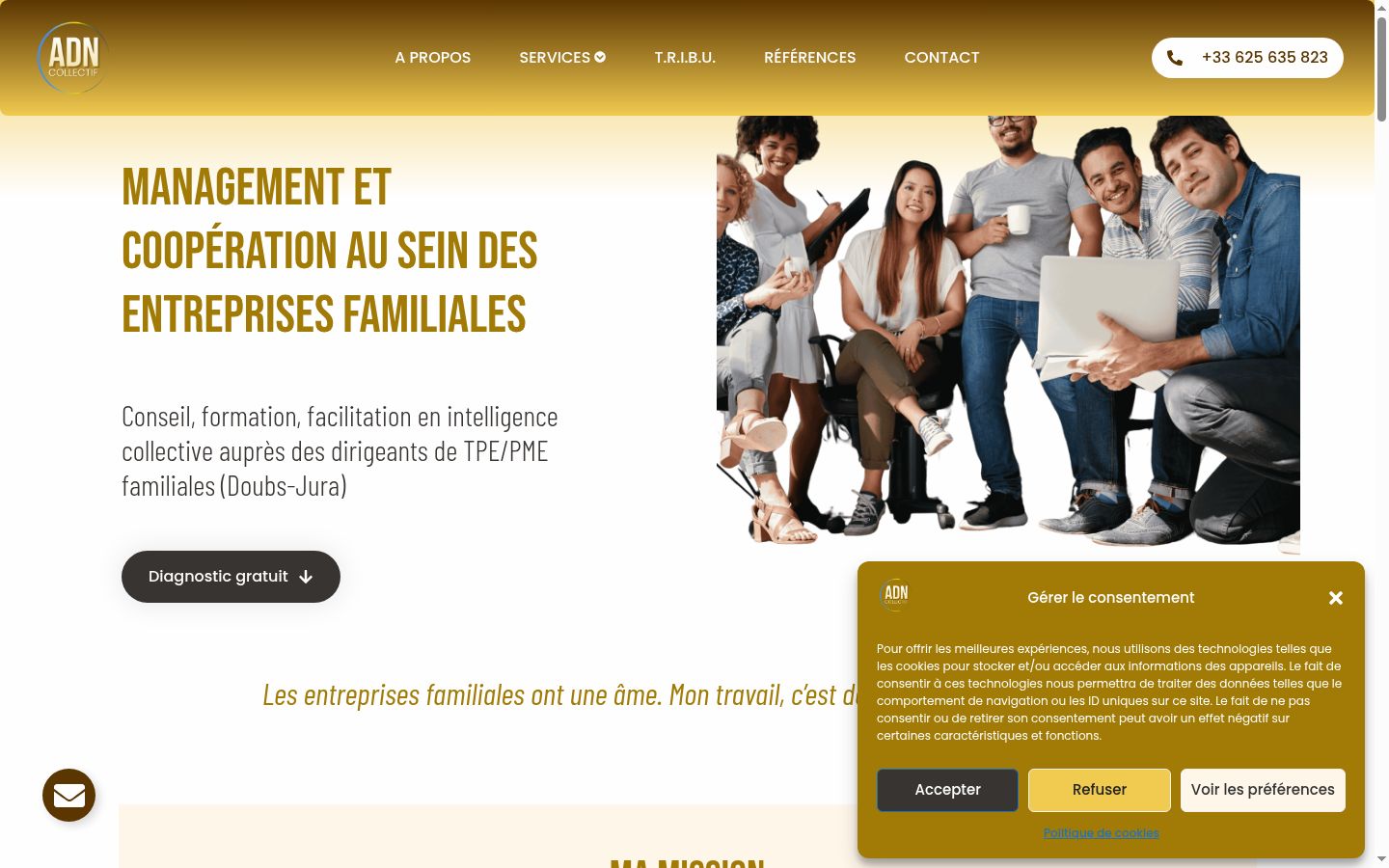 Screenshot del banner di consenso mostrato prima di qualsiasi interazione