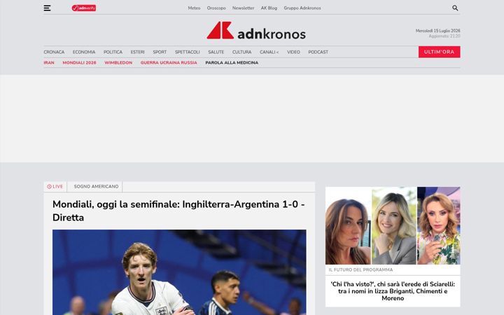 Snímek obrazovky adnkronos.com