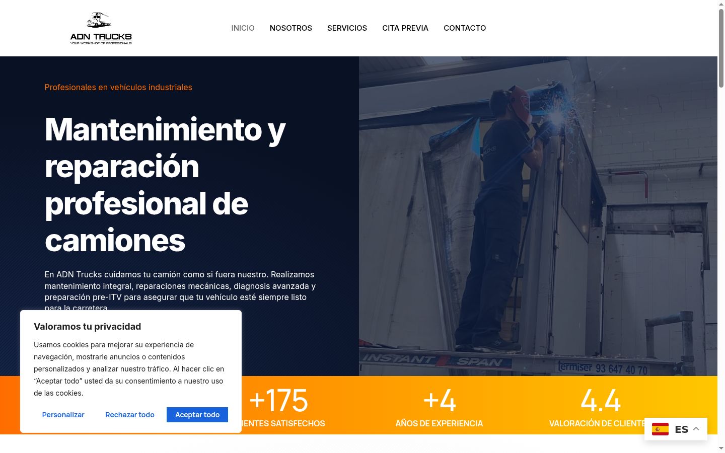Captura de ecrã do banner de consentimento apresentado antes de qualquer interação
