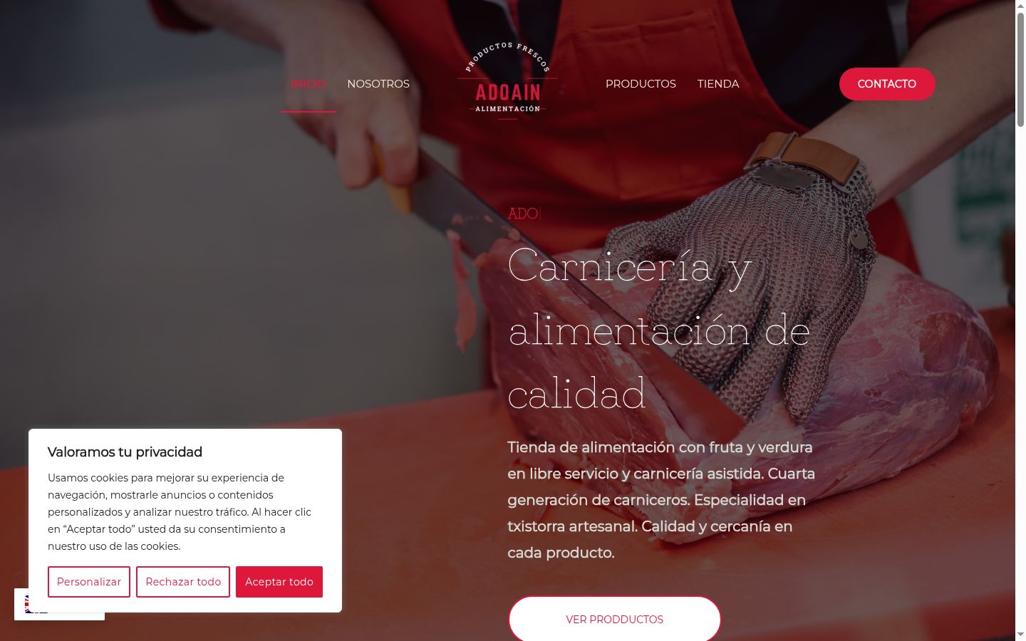 Captura de ecrã do banner de consentimento apresentado antes de qualquer interação