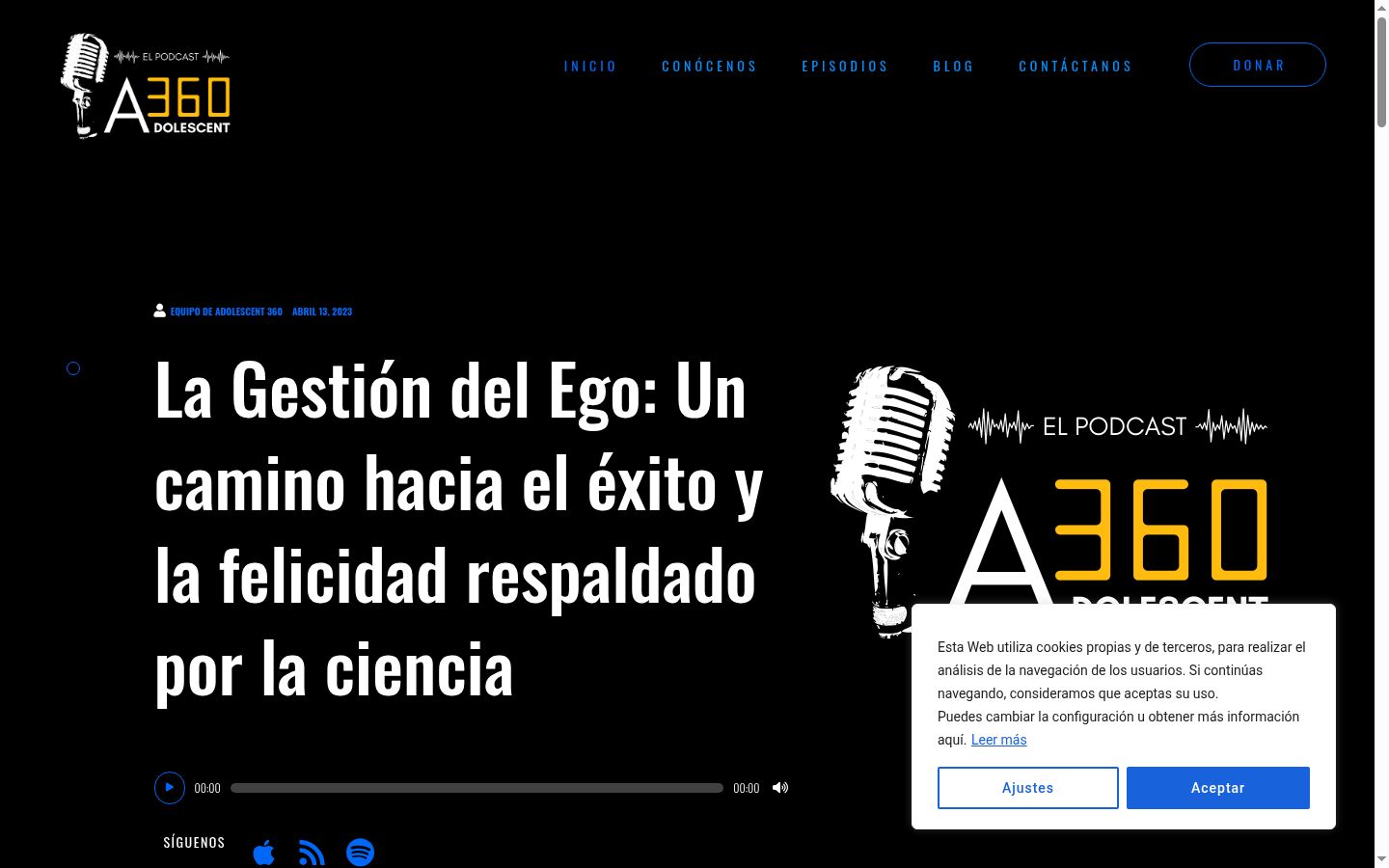 Captura de ecrã do banner de consentimento apresentado antes de qualquer interação