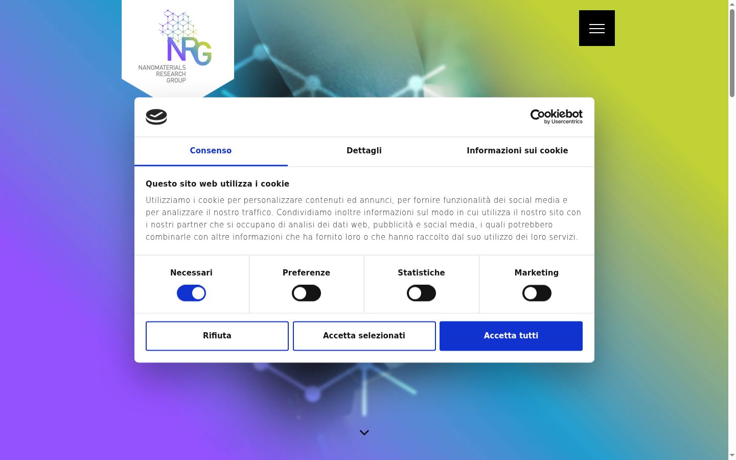 Screenshot del banner di consenso mostrato prima di qualsiasi interazione