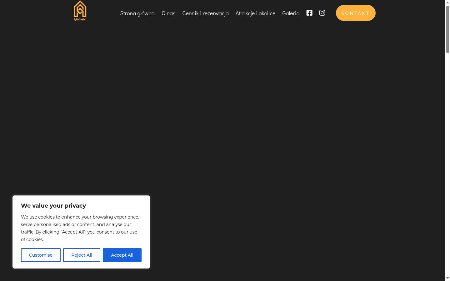 Captura de ecrã do banner de consentimento apresentado antes de qualquer interação
