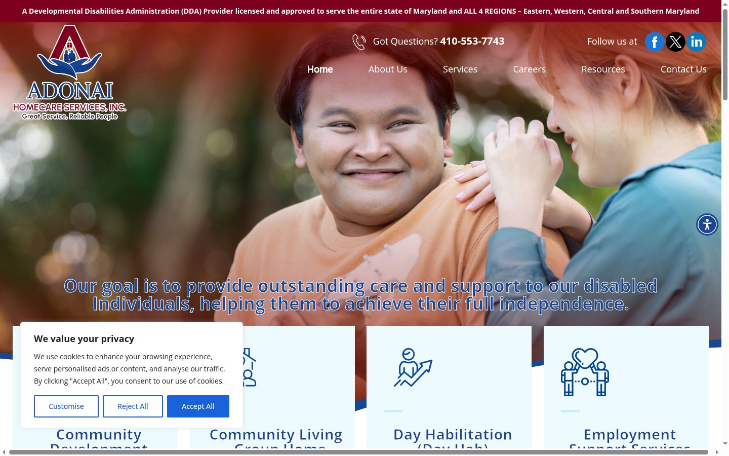 Screenshot del banner di consenso mostrato prima di qualsiasi interazione