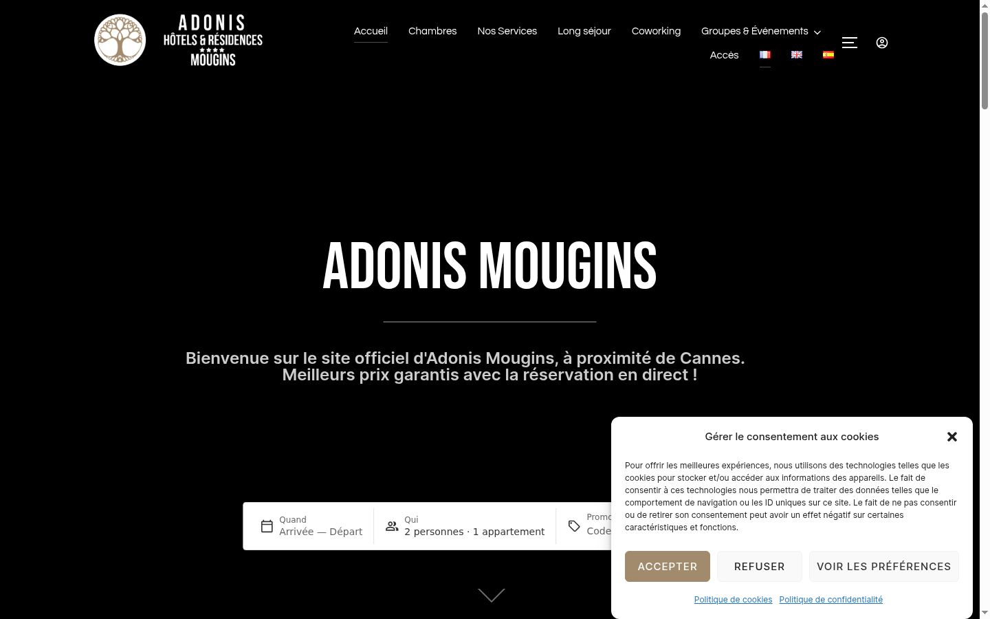 Screenshot van de toestemmingsbanner zoals getoond vóór enige interactie