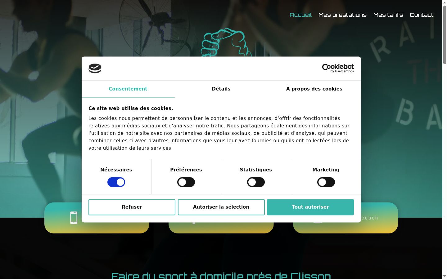 Captura de ecrã do banner de consentimento apresentado antes de qualquer interação