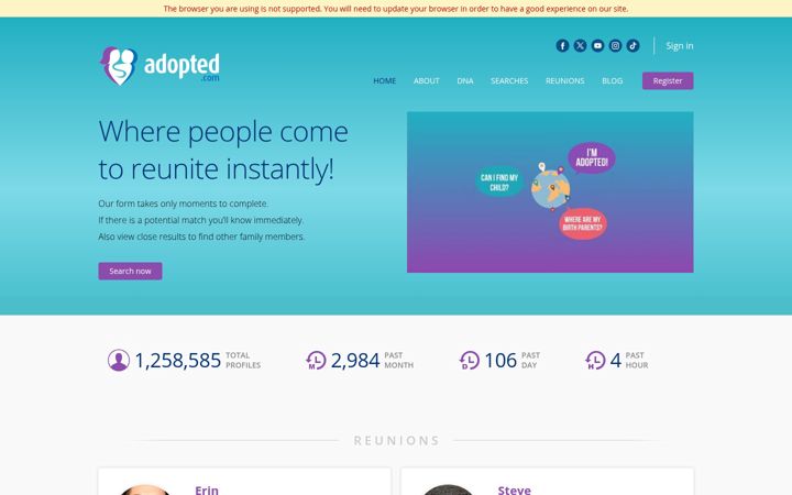 Screenshot of adopted.com