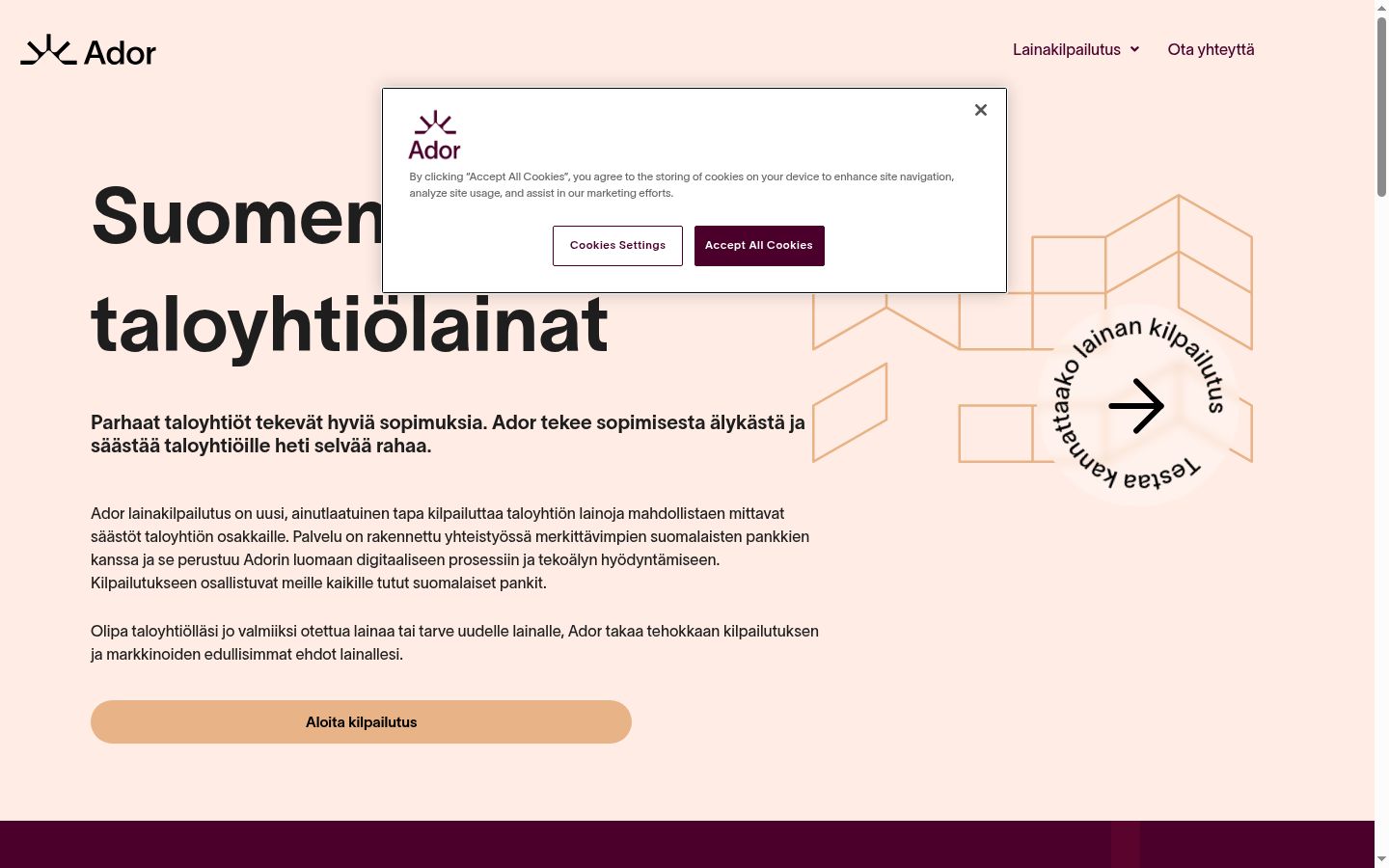 Ekraanipilt nõusolekubännerist, mida näidati enne mis tahes suhtlust