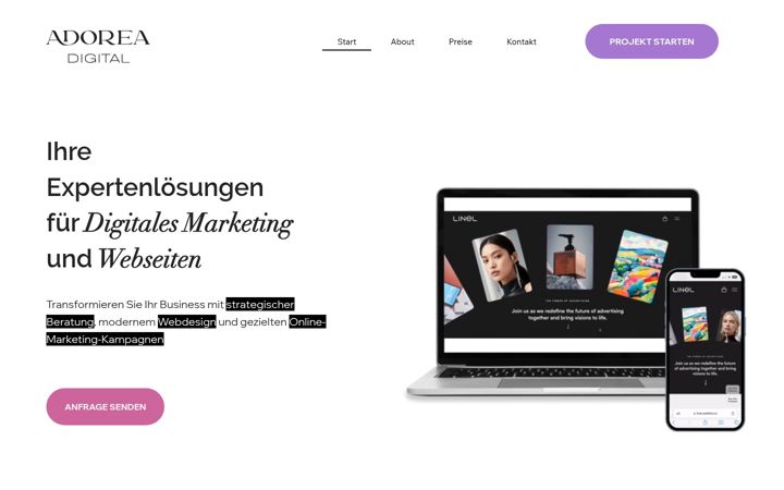 Ekrānuzņēmums no adorea-digital.de