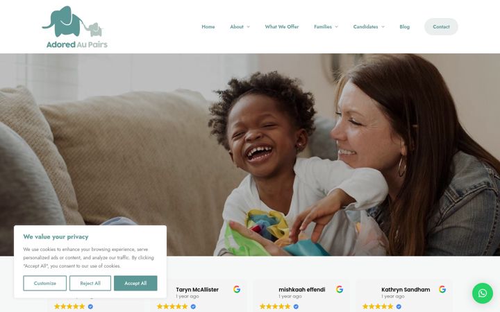 Captura de ecrã de adoredaupairs.com