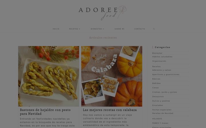 Captura de ecrã de adoreefood.com