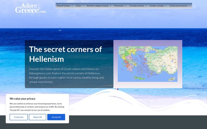 Captura de ecrã de adoregreece.com