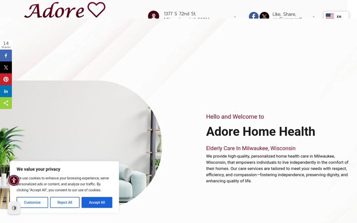 Ekrano kopija adorehomehealth.net