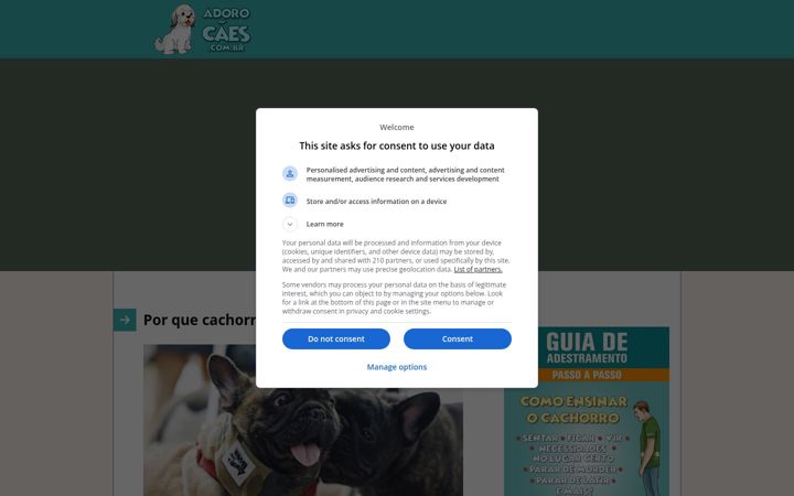 Screenshot of adorocaes.com.br