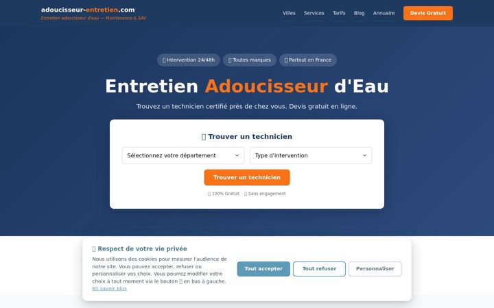 Snímek obrazovky adoucisseur-entretien.com