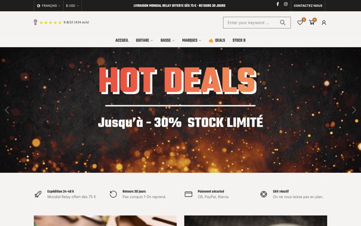 Skärmbild av adpguitarparts.fr